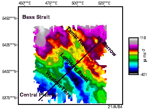 Intrepid terrain corrected Total Bouguer Anomaly, Longford test area
