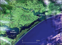 Fig 2. Landsat Thematic Mapper image acquired on 29 June 2007 during the flood. 