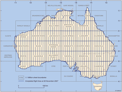 Fig 1. Flight-line pattern for the AWAGS 2 magnetics and radiometrics survey.