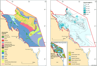 Fig 1. Percentage weight of the gravel concentration in sediment, Mackay-Capricorn Management Area, Great Barrier Reef Marine Park.
