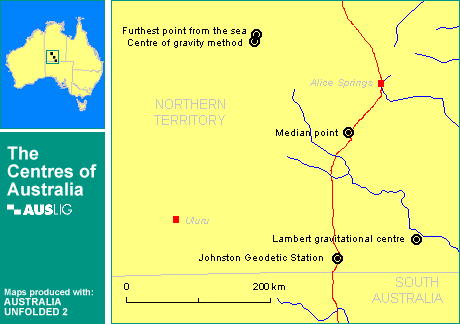 Centres of Australia determined via different methods