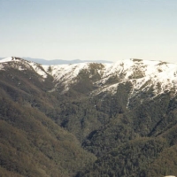 An aerial view towards Mt Hotham