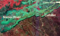 SPOT 2 satellite image, 23 November 2000 Passing over part of the Namoi River, New South Wales