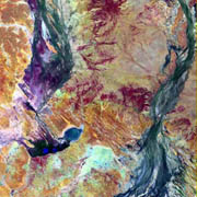 Landsat 7, 19 August 1999 Bedourie to Birdsville landforms in the dry season