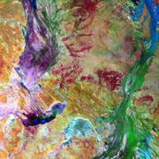 Landsat 7, 27 February 2000 Bedourie to Birdsville landforms at the peak of the floods