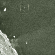 RADARSAT satellite image, 10 November 2000 Malaysian container vessel 'Bunga Teratai Satu' stranded on the Great Barrier Reef