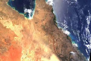MODIS satellite image, dust storm, click to see larger image