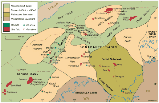 Schematic image of the Bonaparte Basin 
