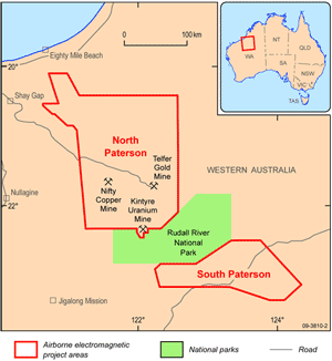 Fig 2. Survey boundaries for the Paterson AEM Project.