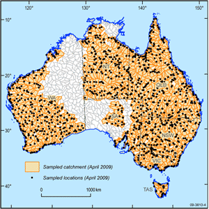 Fig 4. Sampling of surface and subsurface transported regolith for the National Geochemical Survey of Australia to 31 December 2008.