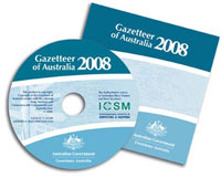 Image: Cover and DVD label for Gazetteer of Australia 2008. 