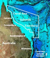 Location map of Coral Sea Islands Territory.