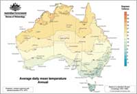 Australia's average daily mean temperatures. &copy; Bureau of Meteorology.