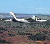 Plane used to fly an airborne geophysical survey