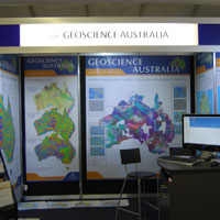 Geoscience Australia's Display Booth at the Diggers and Dealers Mining Forum 2009. &copy; Geoscience Australia.