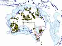 Map of Australian geological provinces with SHRIMP analyses overlain.