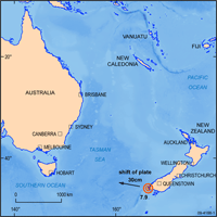 Fig 1. Location map showing the earthquake's proximity to Australia.