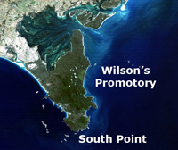 The most southerly point on the Australia mainland is South Point on Wilson's Promontory. &copy; Geoscience Australia.