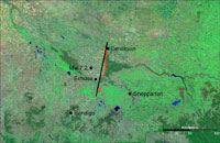 Figure 1: Cadell Fault Scarp. The modelled rupture and epicentre 