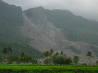 Figure 2: View of the landslide from the nearby search and rescue base camp