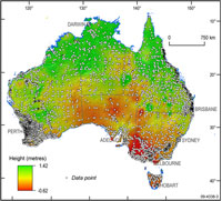 Figure 2. The offset between the AHD and The Geoid in Australia is caused predominantly by the difference in ocean temperature between northern and southern Australia.
