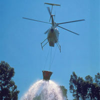 Emergency management helicopter responding to hazard