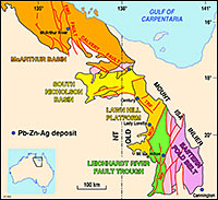 Map of Basin scale structural and sequence stratigraphic framework for northern Australia