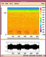 Spectrogram of possible volcano-seismic activity recorded at HA01. The signals are repetitive &ndash; 80 seconds long separated by 60 second intervals.