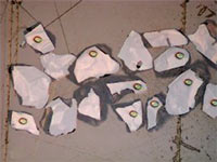 Images of zircon grains with SHRIMP ablation pits