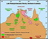 Map of late Paleoproterozoic rocks of northern Australia