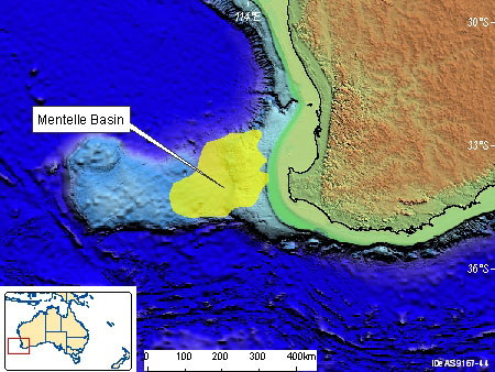 Location Map - Map showing the location of Mentelle Basin in relation to Australia