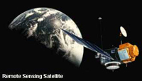 Image of a remote sensing satellite over Earth
