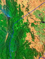 Landsat 7 ETM+ satellite image, 10 January 2003 'Minor' fires, Canberra