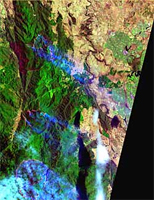 Landsat 7 ETM+ satellite image, 17 January 2003 Extensive fires, Canberra