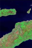 Landsat 7 satellite images, approx. 10am 8th September 1999. Dili, East Timor.