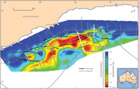 Total sediment thickness map in two-way time (seconds)