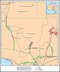 Map showing seismic lines in South Australias