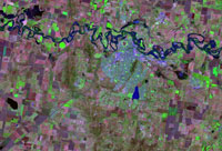 Satellite image of the Murrumbidgee River floods at Wagga Wagga - December 2010