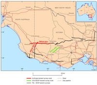 Map of the AuScope Southern Delamerian seismic survey line