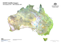 A MODIS satellite image of Australia post-flooding - January 2011