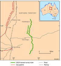 Fig 3. Location map for the Georgina–Arunta Seismic Line in central Australia which extends for 373 kilometres.