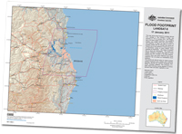Fig 2.  Map showing flood footprint coverage in southeast Queensland derived from the Landsat 5 satellite.