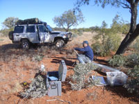 Geophysicist, Jingming Duan, collecting Magnetotelluric data in the Georgina Basin area of the Northern Territory.