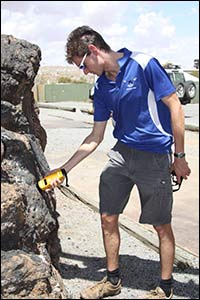 Magnetic susceptibility sampling at The Junction Mine, Broken Hill, February 2010
