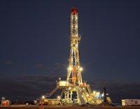 A drilling rig on the Paralana Geothermal project in South Australia. Image courtesy of Petratherm Limited.