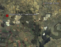 Map showing epicentre of earthquakes in northern New South Wales.