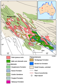 Fig 1. Generalised geological map of the Paterson region (modified after Roach 2012).