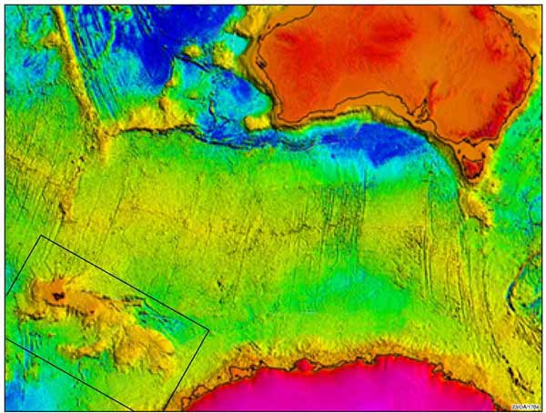 Bathymetry Image of the Southern Ocean and the Kerguelen Plateau GA2099