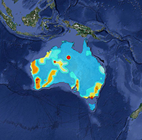 Image of The Earthquake Hazard map of Australia 2012.