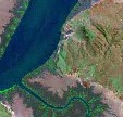 Landsat satellite image of Wyndham, WA.  Click to view larger version of satellite image [JPG 0.9 Mb]. (GA2137)